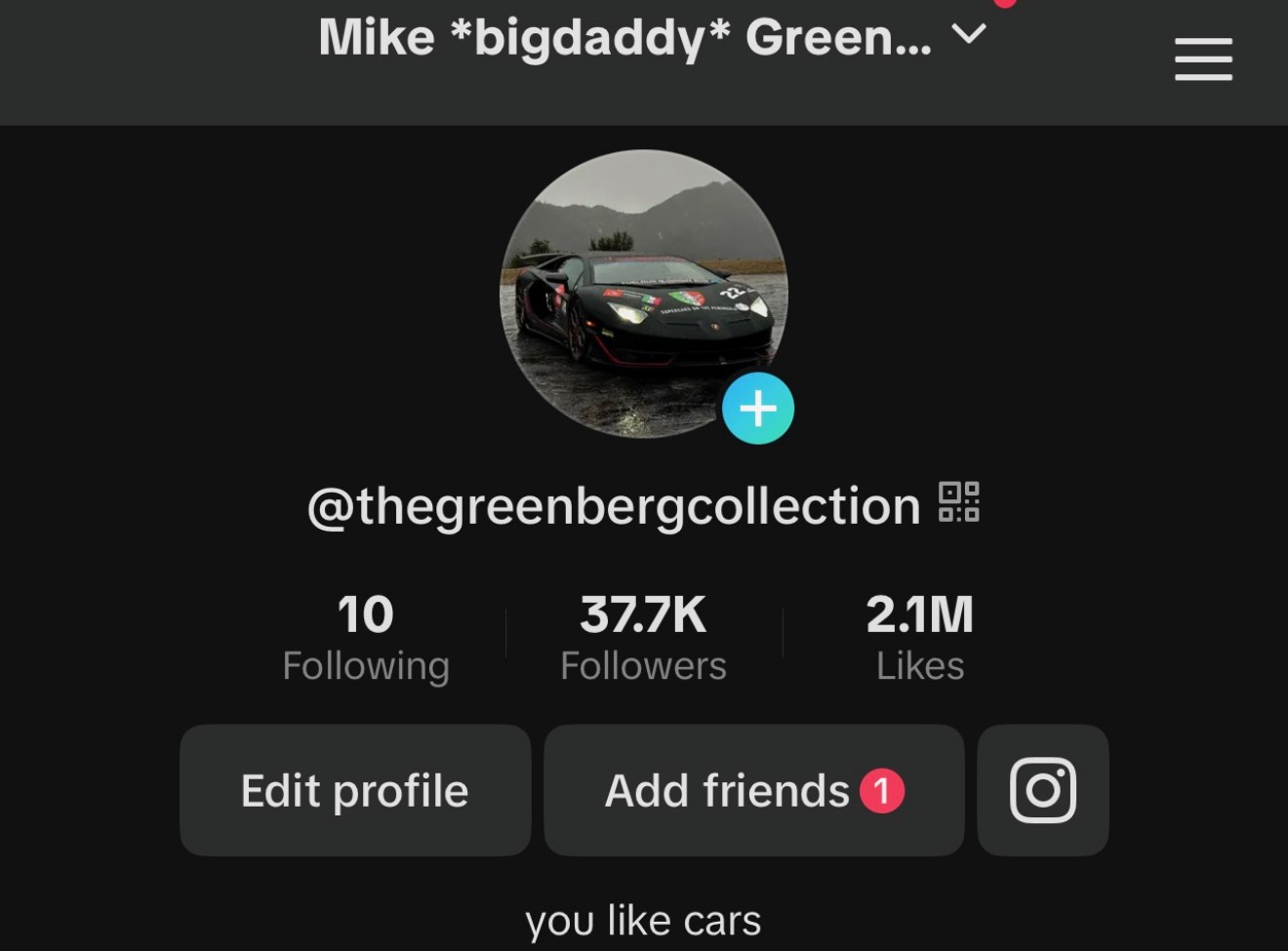 The Greenberg Collection TikTok profile: 37.7K followers and 2.1M likes
